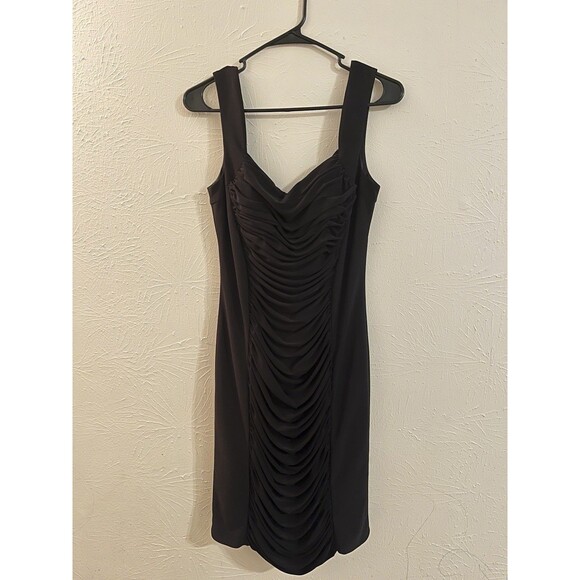 CACHE Dress 10 Black Rouched Bodycon Retro Gothcore Alt Y2K Cocktail - Picture 1 of 4